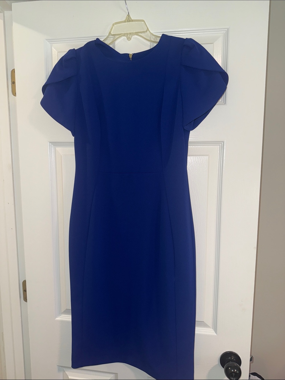 Calvin Klein Cobalt Blue Midi Dress with Flutter Sleeves